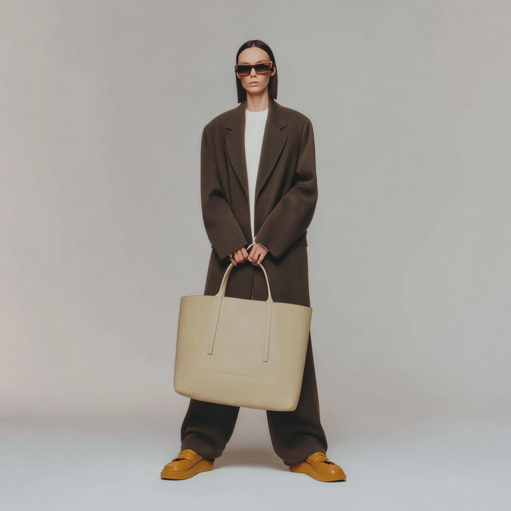 Leather shopping bag