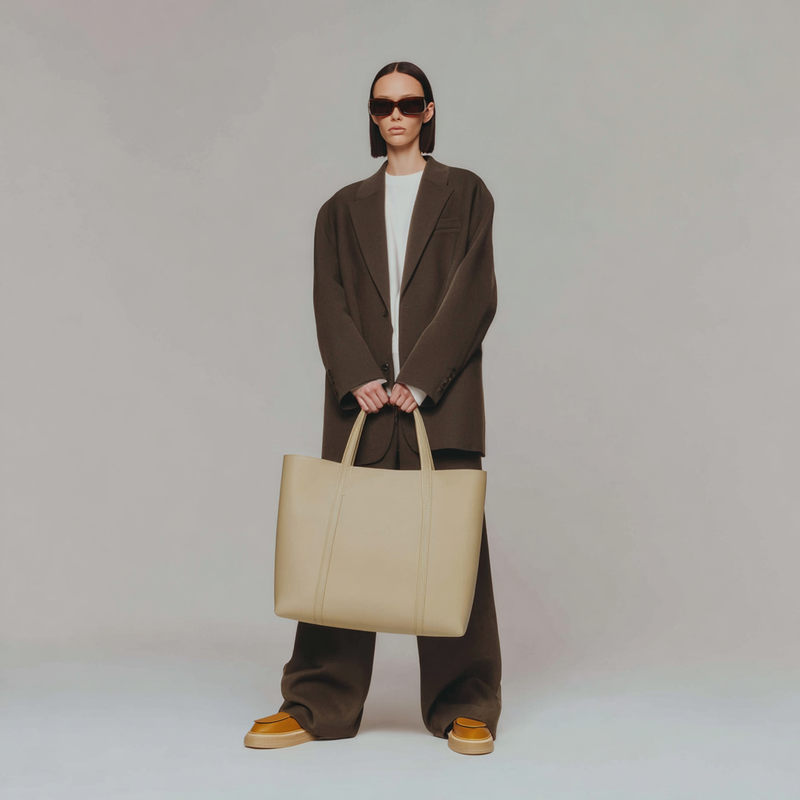 Leather shopping bag