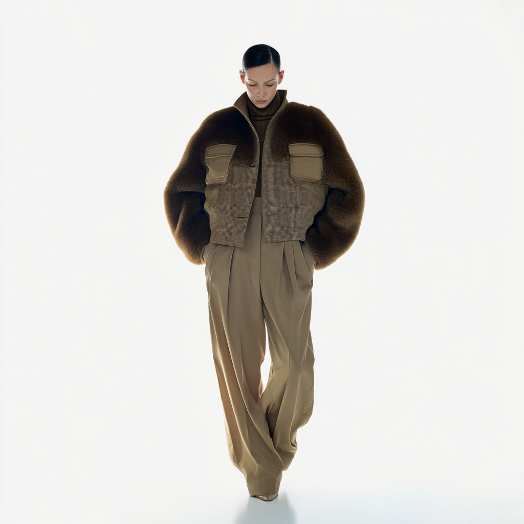 Pleated wide-leg wool pants