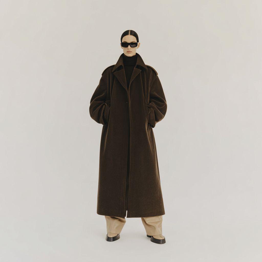 Oversized dark brown coat