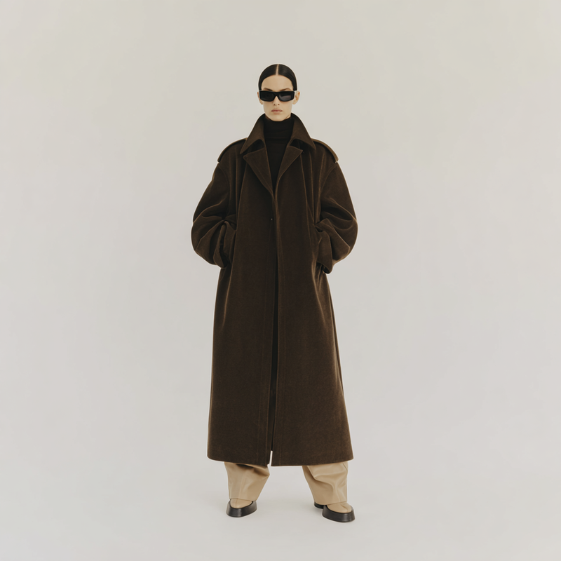 Oversized dark brown coat