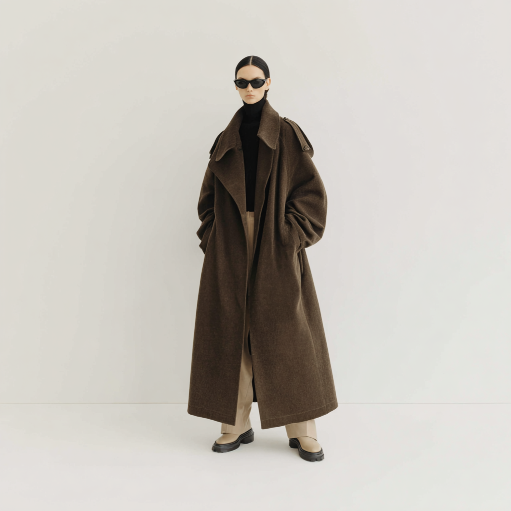 Oversized dark brown coat